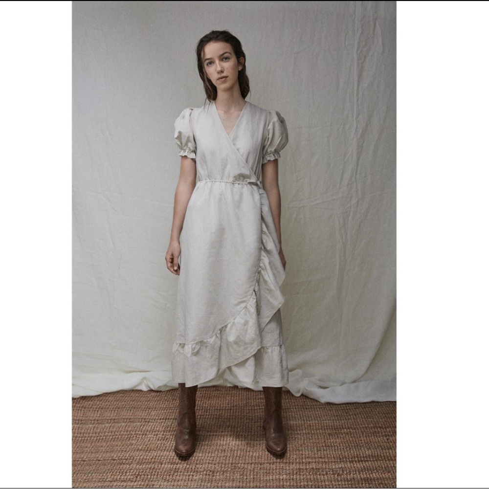 The New Society Lucie Linen Wrap Dress- XS